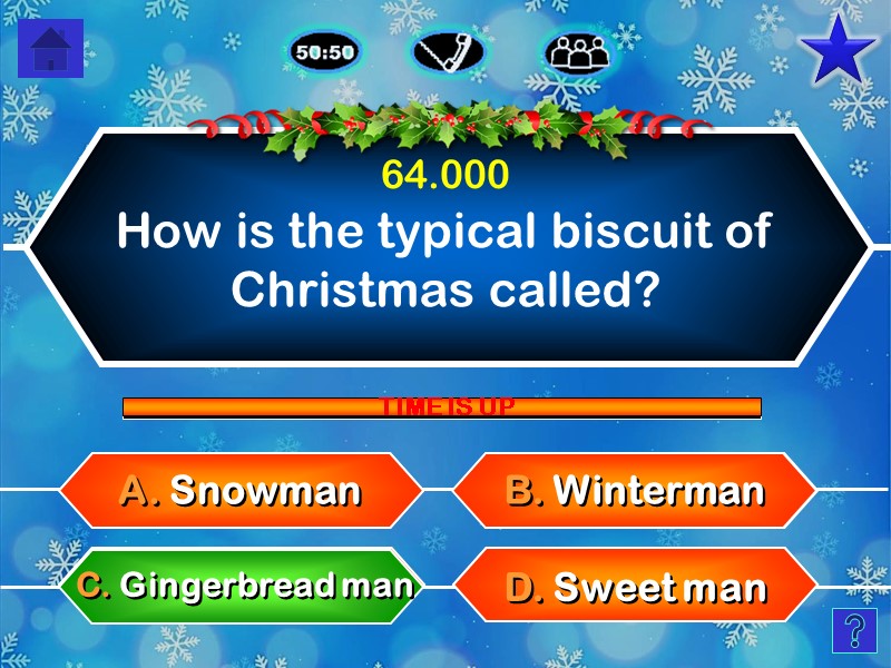 How is the typical biscuit of Christmas called? B. Winterman D. Sweet man A.